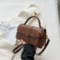 Women's PU leather messenger bag in horizontal square shape with file organisation and sandwich pocket