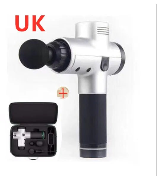 Relax Tissue Deep Muscle Massage Gun with 4 massage heads and LED display, 1.5kg, available in Black, Fibre, Red, and White
