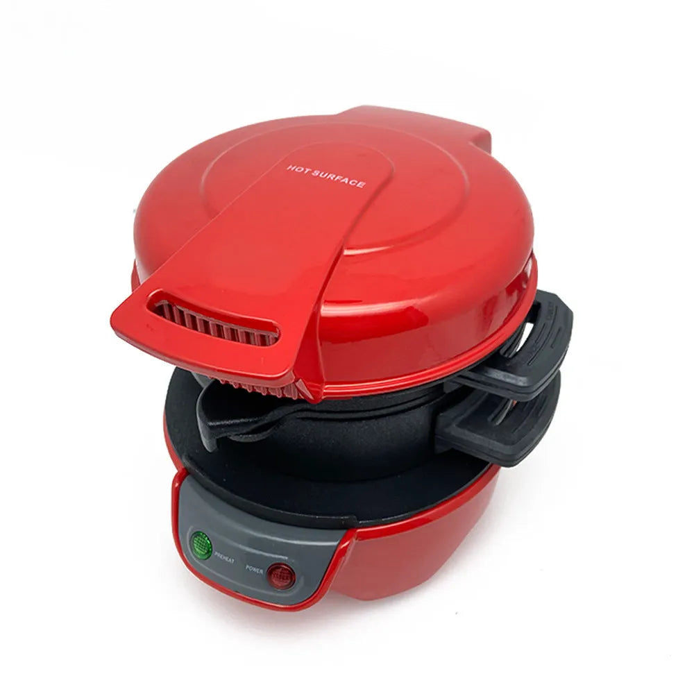 750W multi-function breakfast machine with sandwich maker and egg cooker in red, orange, or grey