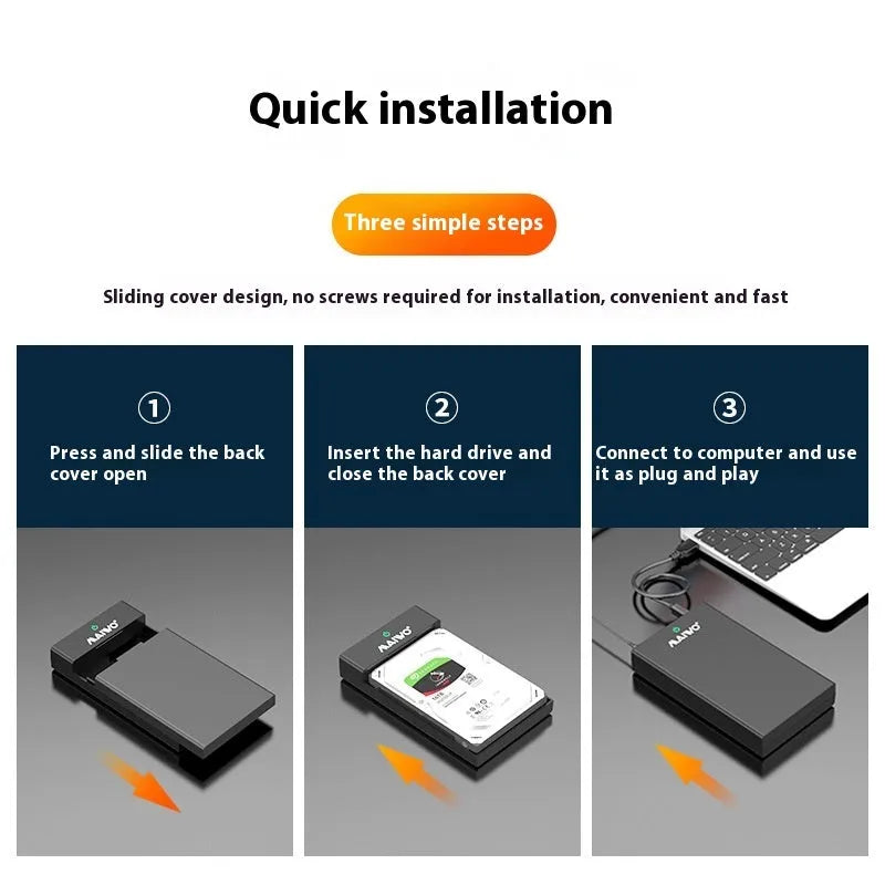 3.5 inch USB SATA hard disk enclosure with slide cover design in multiple colour options