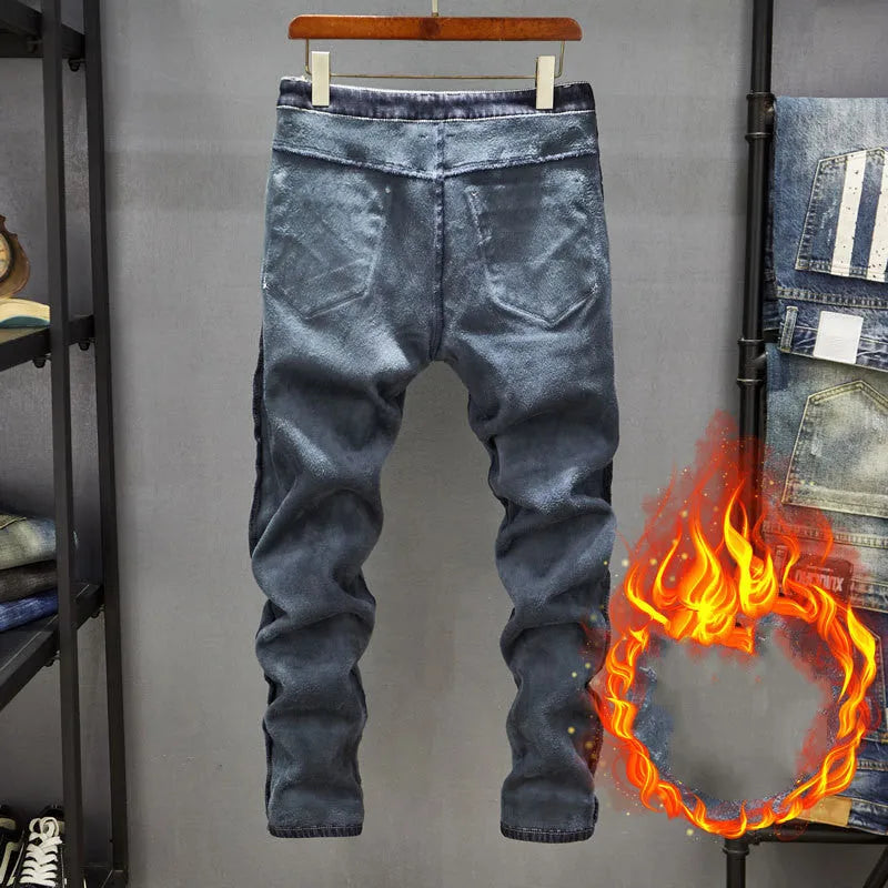 Men's slim-fitting skinny jeans in dark blue cotton denim with micro elasticity.