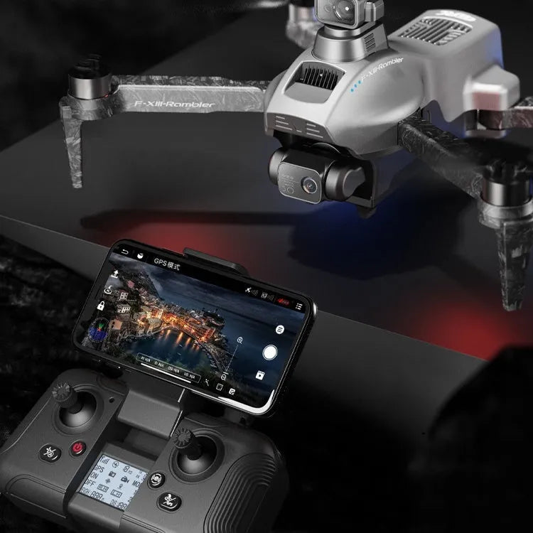 White brushless folding quadcopter drone with 4K camera and obstacle avoidance sensors