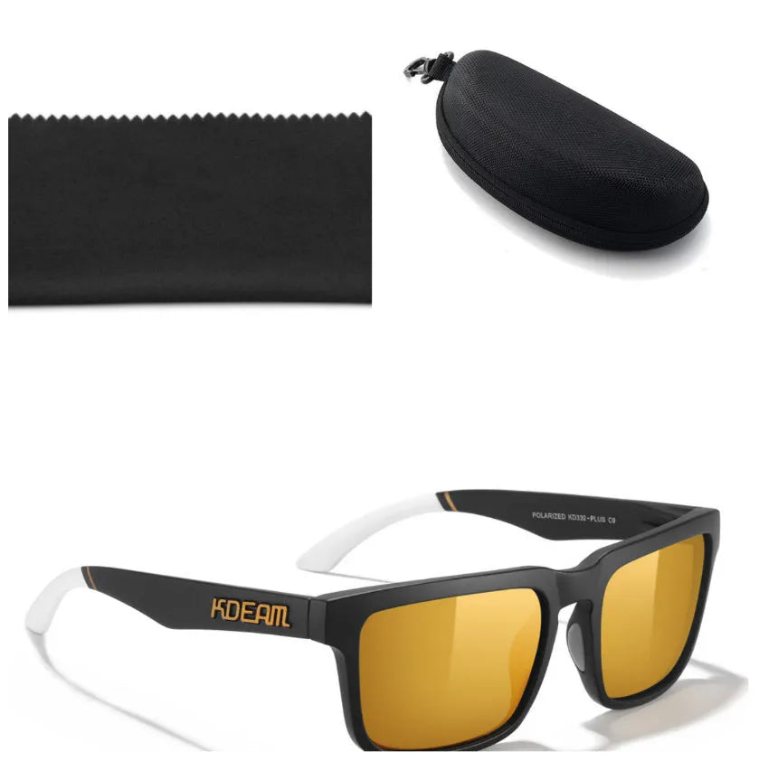Polarized square sunglasses with TAC lens and PC frame in multiple colour options for outdoor use