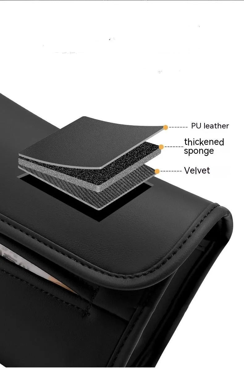 Leather car tissue box holder with elastic bands for installation on vehicle sun visors