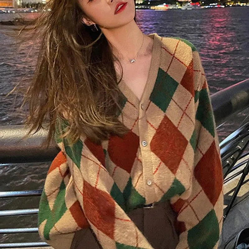 Women's casual knitted cardigan coat in macaron colours - pink, green, black, khaki.