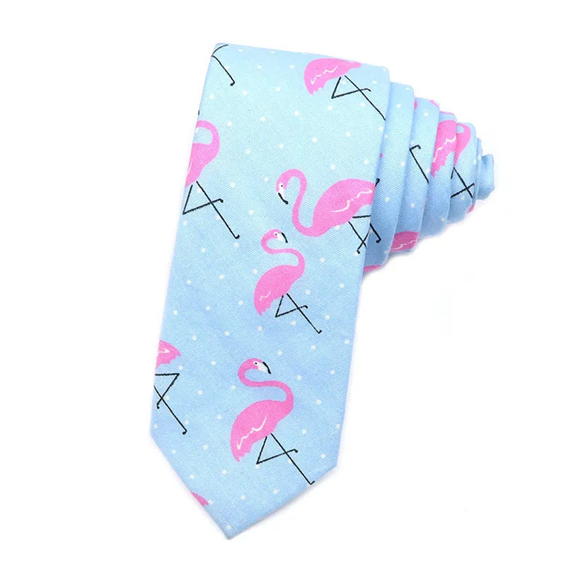 Korean style narrow cotton bow tie for men with printed cartoon pattern design