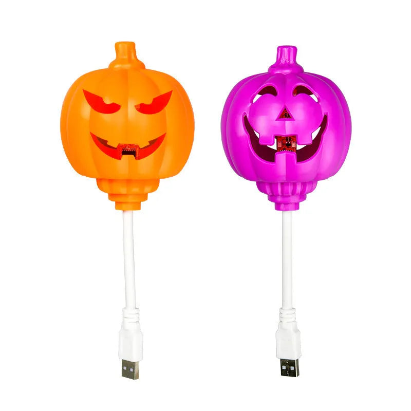 Pumpkin shaped LED lamp with yellow or purple light options for Halloween and autumn decoration