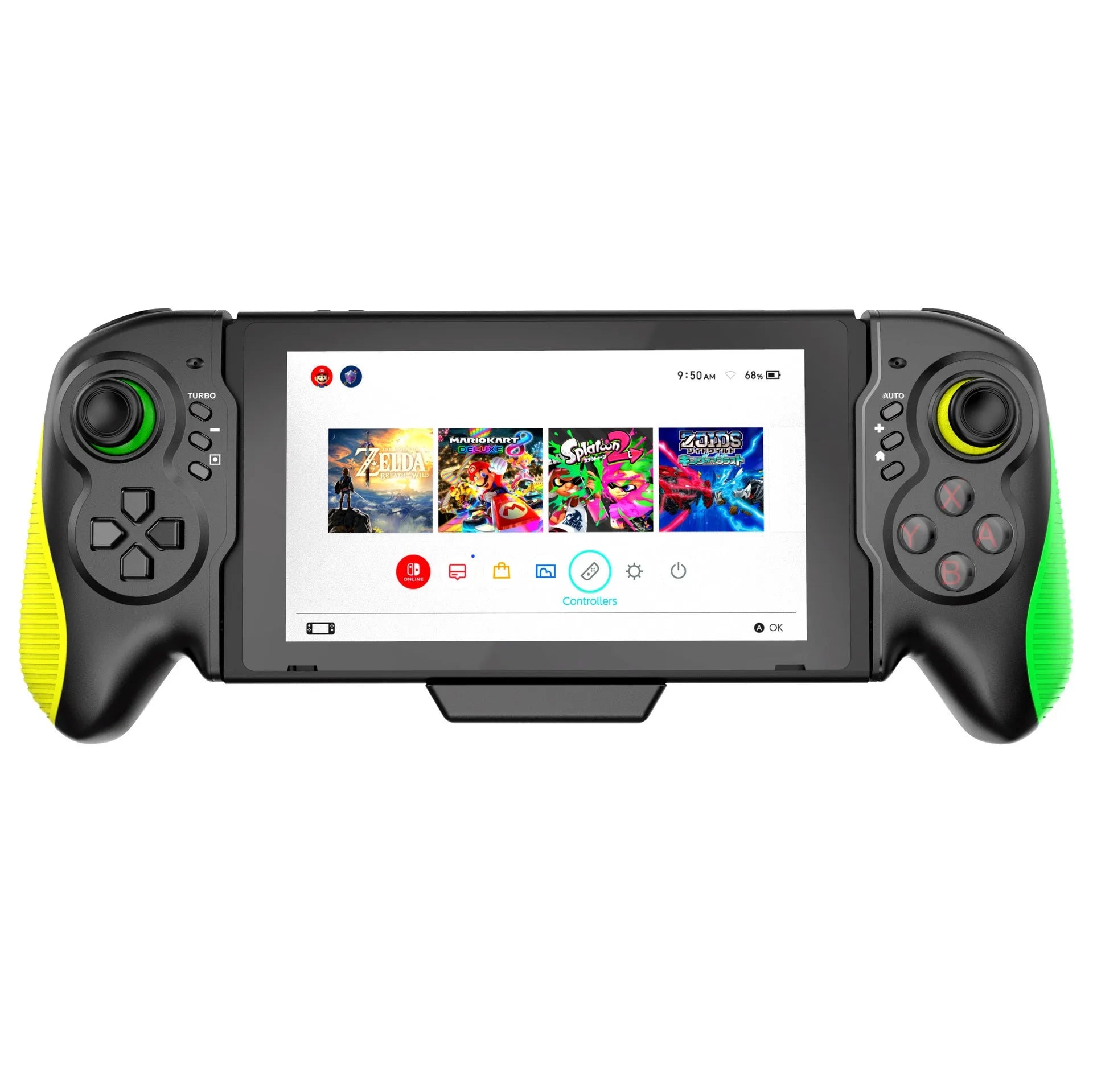 Yellow-green game controller with somatosensory burst function for Nintendo Switch and PC gaming