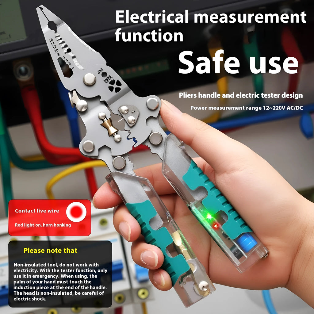 8.8 inch electrician's pointed pliers wire stripper tool with rust prevention coating