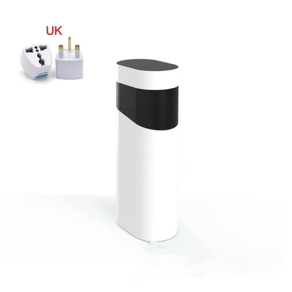Black and green portable desktop instant water dispenser with digital display and small tank.