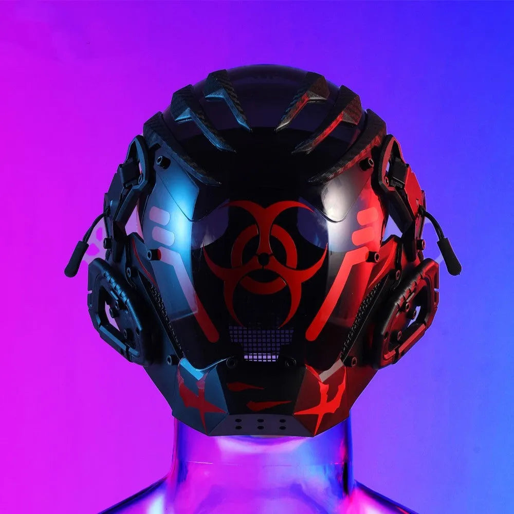 Black full face prop mask helmet for cyberpunk and Halloween costumes