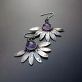 Purple resin animal zodiac earrings with alloy construction in bohemian retro style
