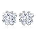925 silver four-leaf clover earrings with inlaid zircon stones, white gold colour, heart-shaped love design for women