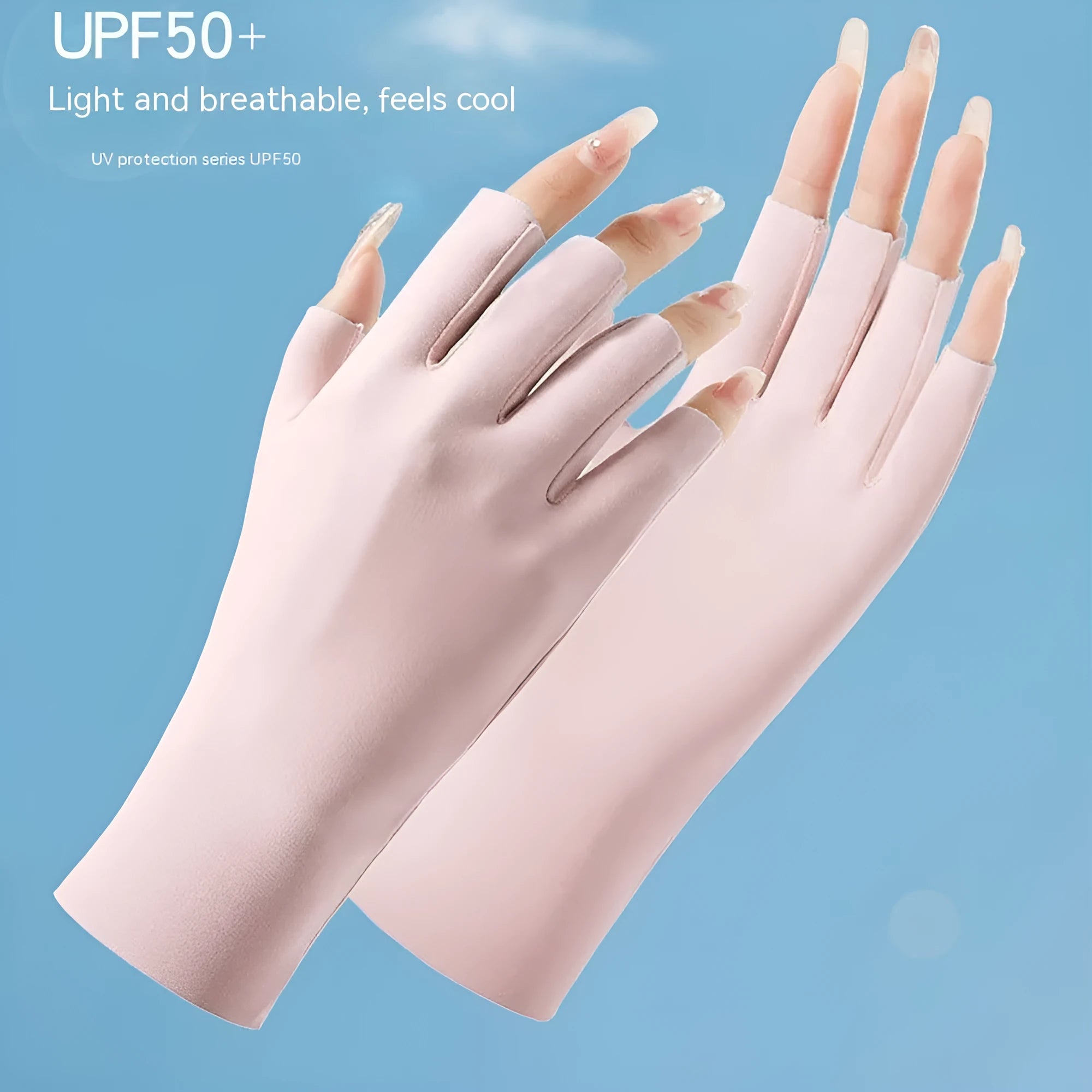 Women's UPF50 ice silk sun protection gloves in multiple colours for driving and gardening