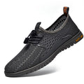 Men's casual shoes with mesh upper and elastic band closure in three colour options