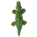 Green crocodile plush dog toy with stuffing-free design for aggressive chewers measuring 20cm