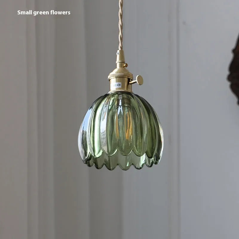 Vintage glass flower bedside chandelier in Nordic style with five colour options