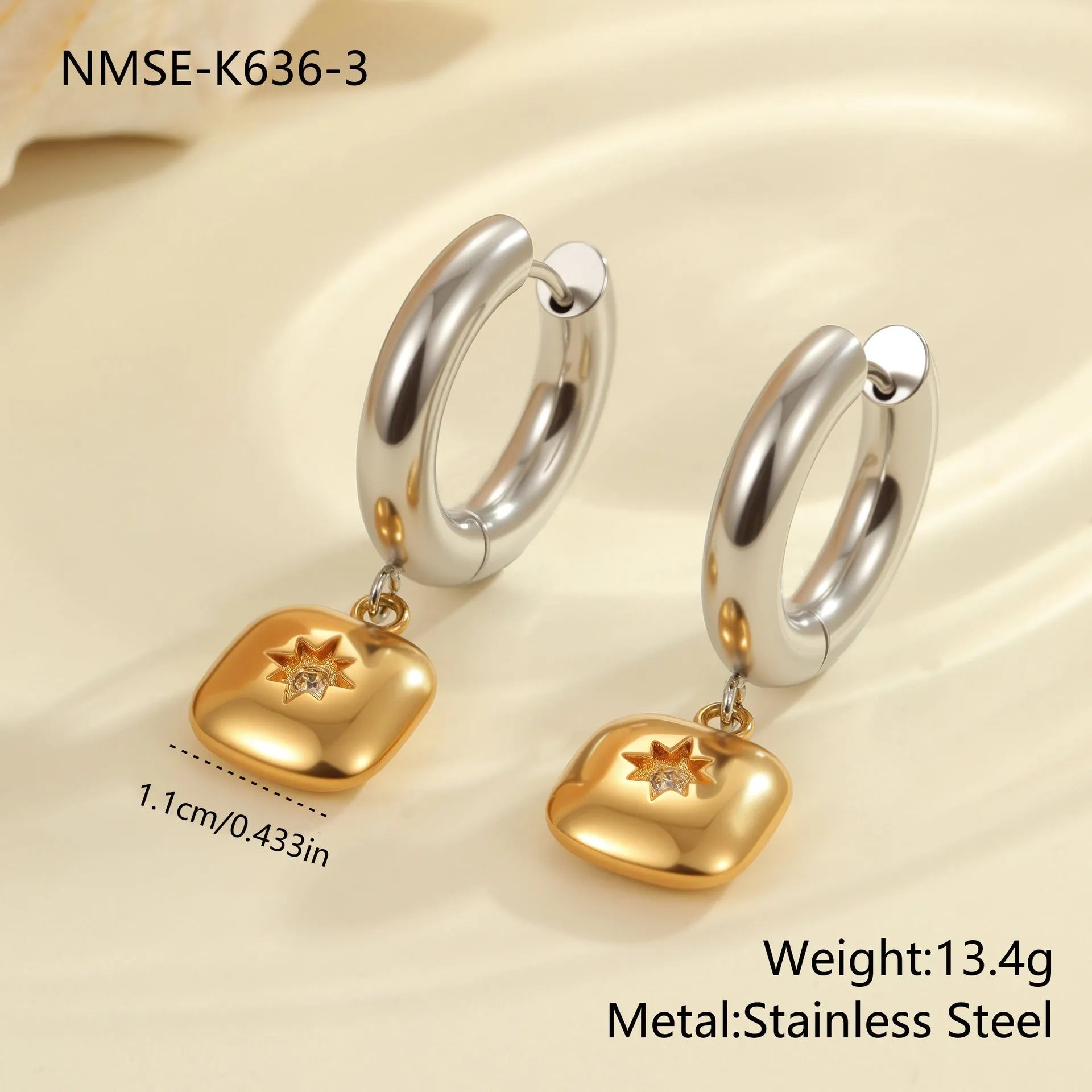 Gold plated stainless steel Christmas tree and heart shape earrings for women with star and geometric design options