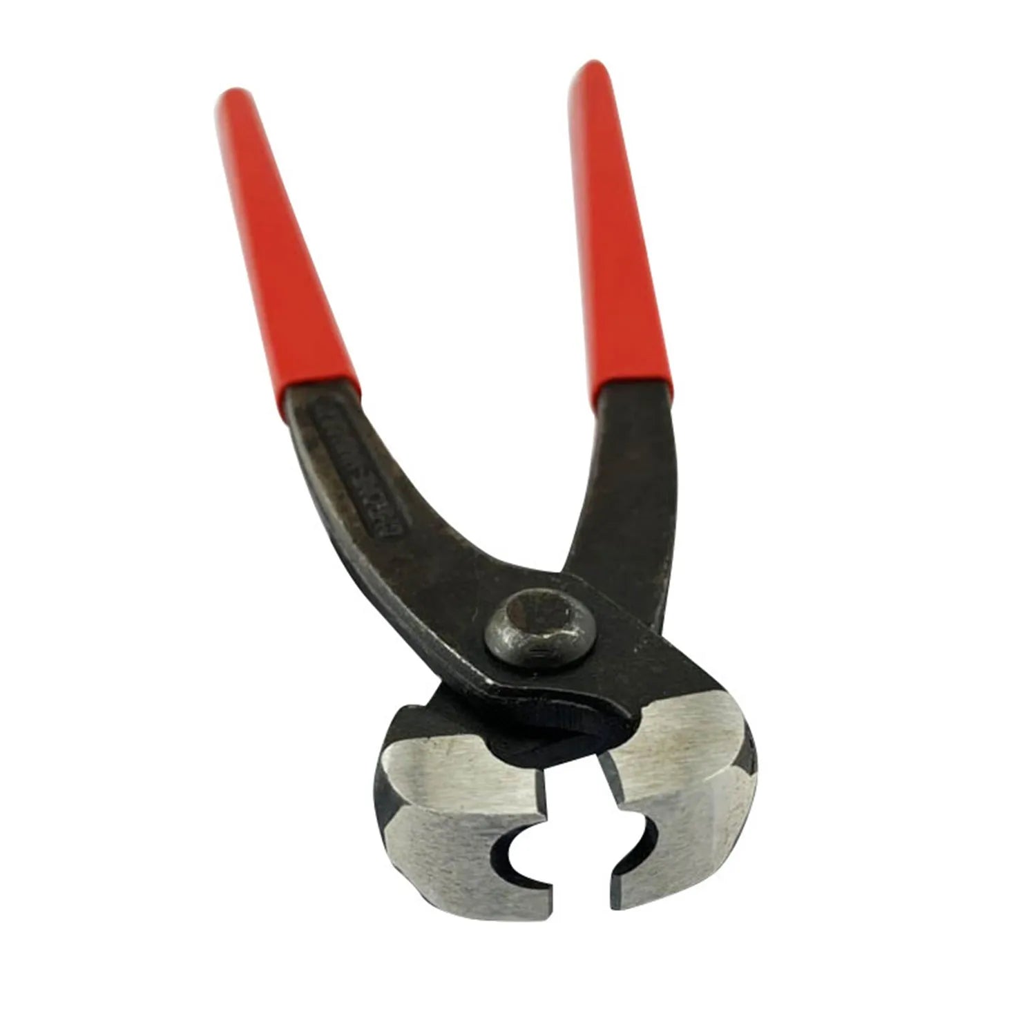 Red cloth single ear PEX clamp set with metal construction and carbon steel cutting edge