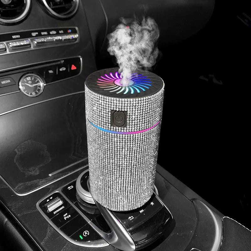 Car mounted air purification humidifier in diamond material with USB power cable