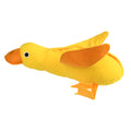 Yellow teddy bear dog toy with duck sound and treat compartments for training
