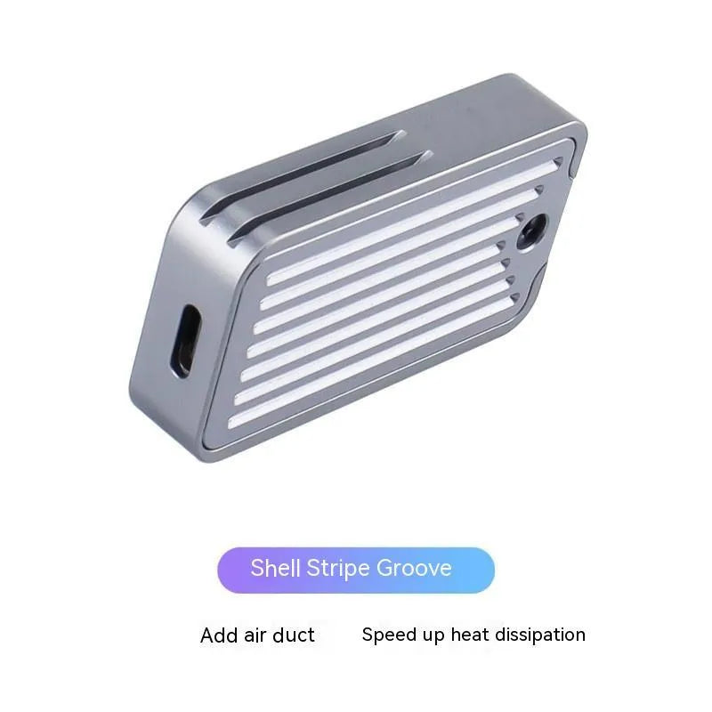Compact aluminium M.2 SSD enclosure for NVMe and SATA drives with 10Gbps USB-C.