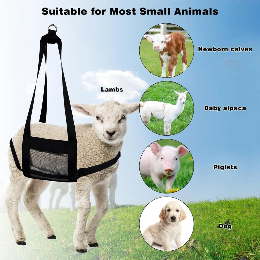 Large black nylon dog weighing sling measuring 150cm long with 35cm wide animal containment area