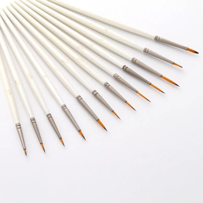 Pearl white Fluoresent Marker pens with nickel tubes in a solid wood holder, 12-piece set for line art and watercolour work.