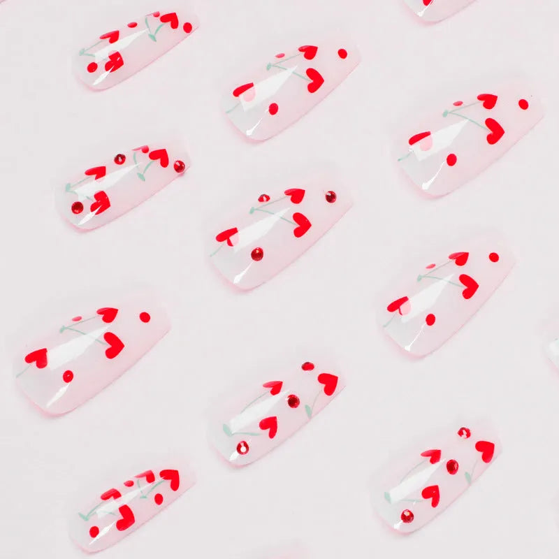 Armour nail art stickers with French love red diamond small cherry design in JP1601 colour