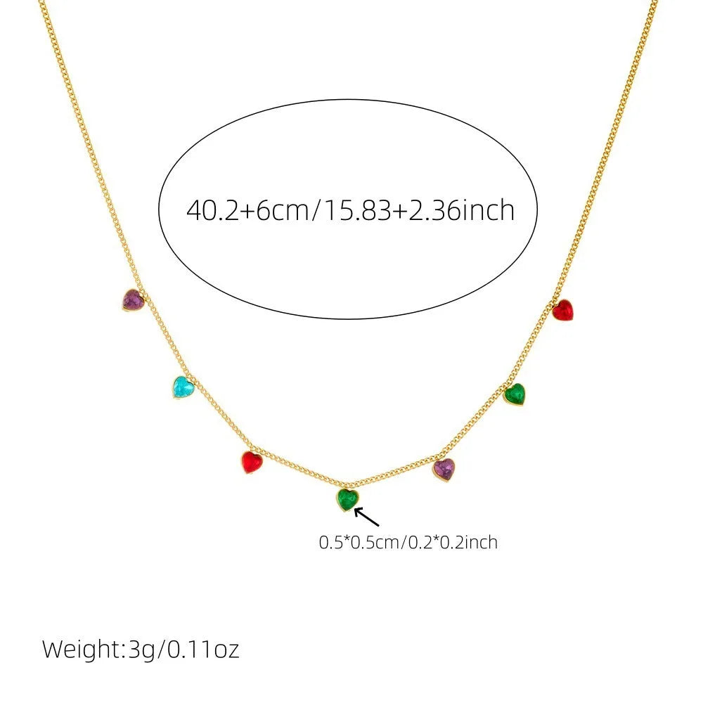 Women's gold-plated stainless steel heart necklace with adjustable chain