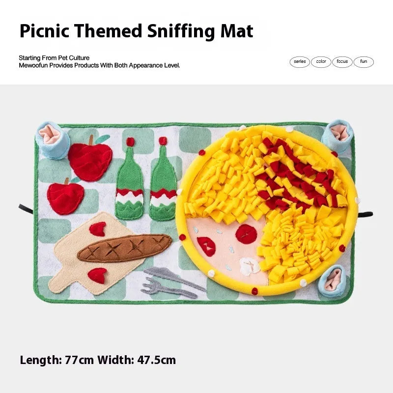 Fabric dog snuffle mat in various colour themes for mental stimulation and scent games