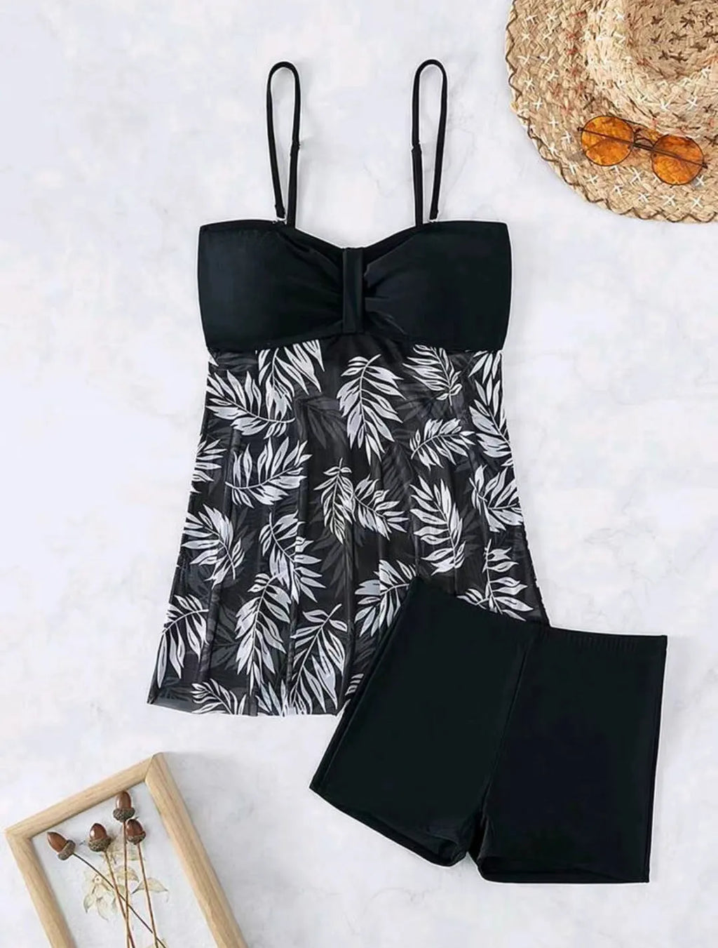 Women's high waist mesh swimsuit split boxers in black, blue, or peacock green