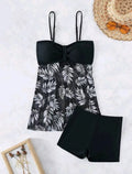 Women's high waist mesh swimsuit split boxers in black, blue, or peacock green