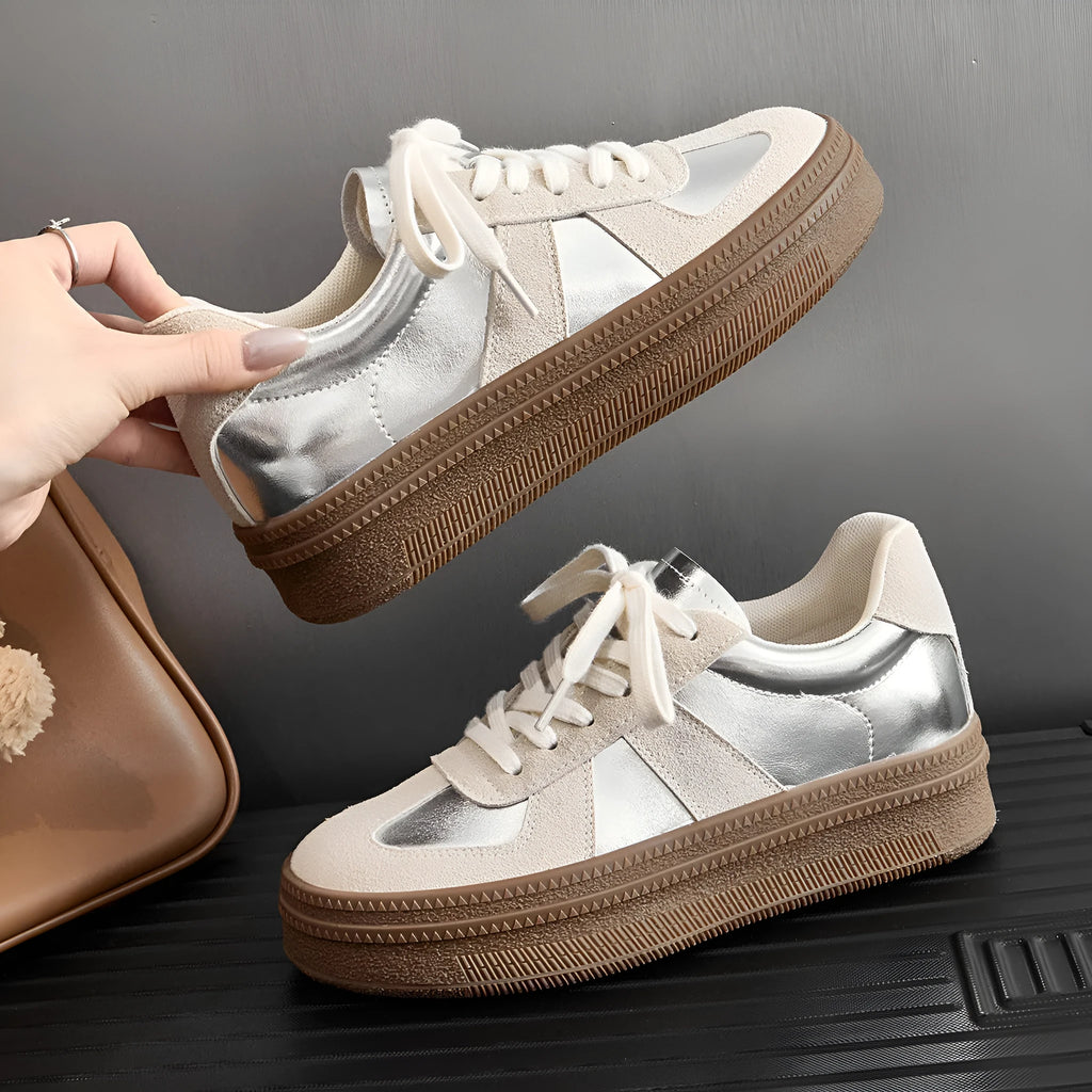 Retro round toe sports board shoes in matte finish with cross shoulder straps