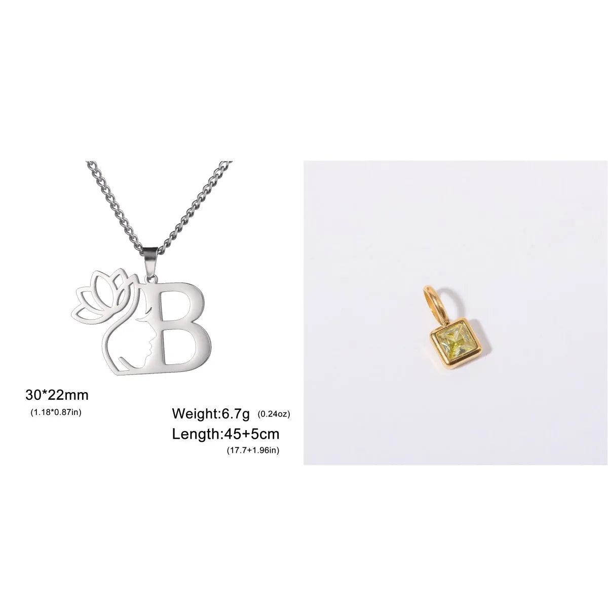 Stainless steel cross chain necklace with pendant in gold or steel colour