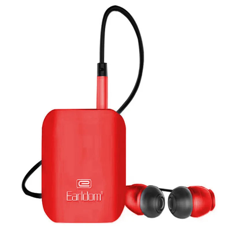 Black Bluetooth audio receiver headset with lavalier microphone for wireless calls and music