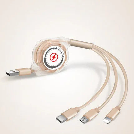 3-in-1 telescopic charging cable extended to 120cm with titanium alloy connectors