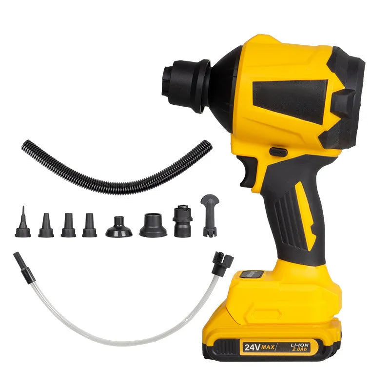 Yellow handheld cordless dust gun for office appliance and computer keyboard cleaning