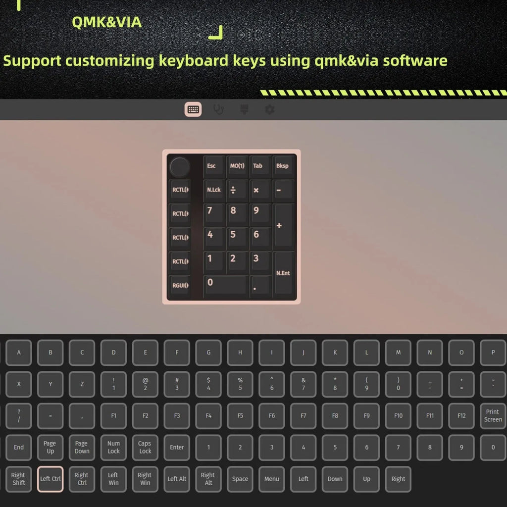 Wireless mechanical numeric keyboard in black or white colour with Bluetooth and 2.4GHz wireless connectivity