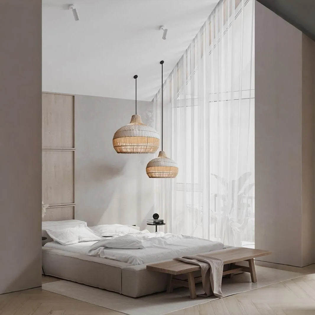 60cm diameter rattan living room chandelier in Silent Wind style for pastoral Southeast Asian decor