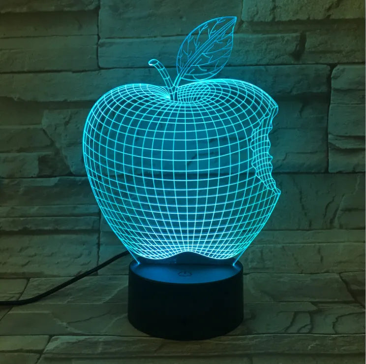 3D fruit colourful night light with LED illumination and touch control on acrylic shade