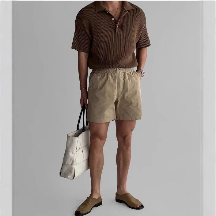 Cotton loose fit sports shorts in black, white, or khaki colours for summer athletics
