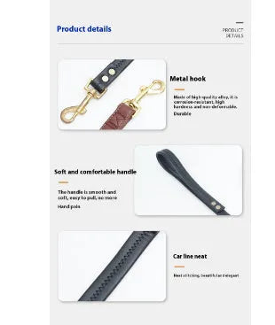 Roran high-grade PU leather pet traction belt in black and maroon colour options