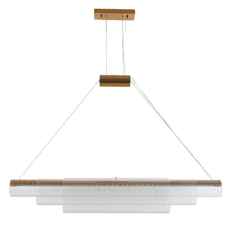 Modern minimalist glass pendant lamp with iron frame in three size options for restaurant lighting