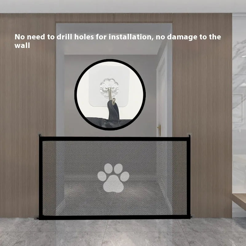 Portable folding dog barrier net fence with pet doorsill design