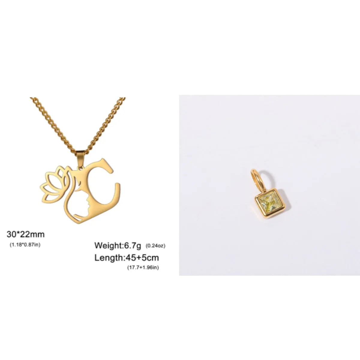Stainless steel cross chain necklace with pendant in gold or steel colour