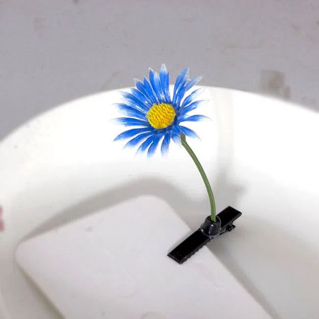 Plastic grass bean sprout hairpin with cute flower barrettes for children, handmade floral hair accessory
