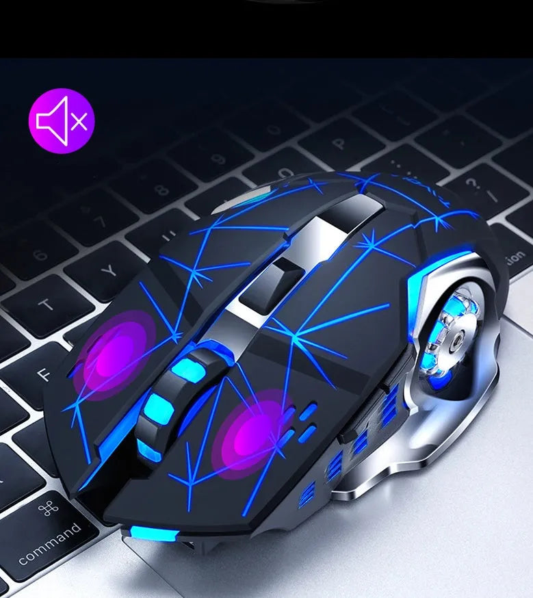 Black or white wireless silent click mouse with six buttons for laptop computers
