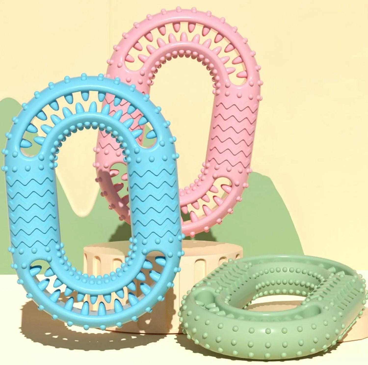 Blue O-ring shaped dog chew toy for aggressive chewers and large breeds