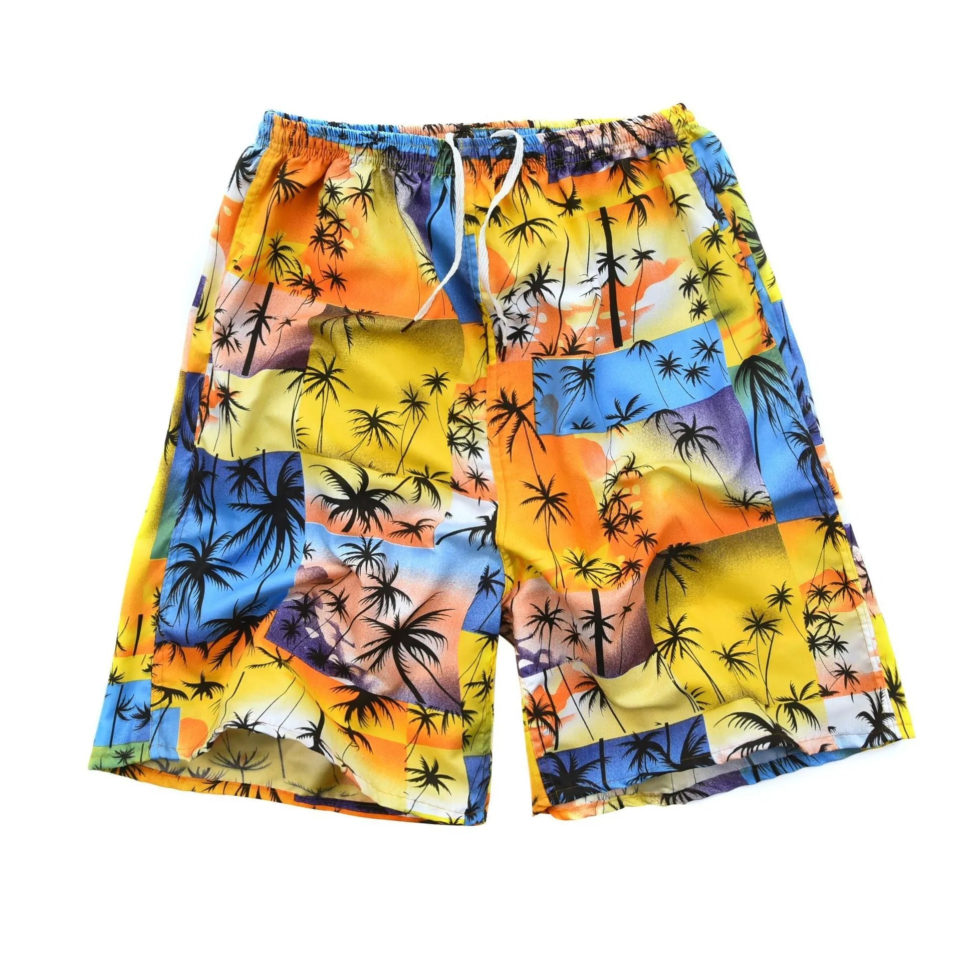 Men's floral print swimming trunks in polyester with five-point design